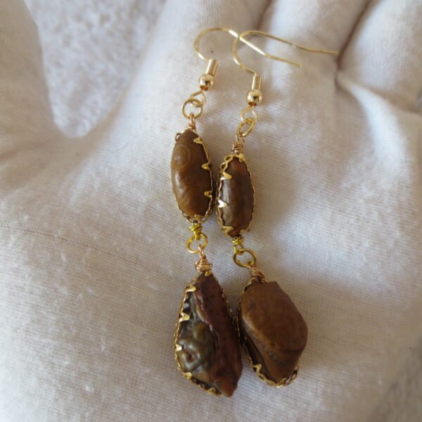 gobi agate raw stone earrings – authentic desert gem jewelry (e149)