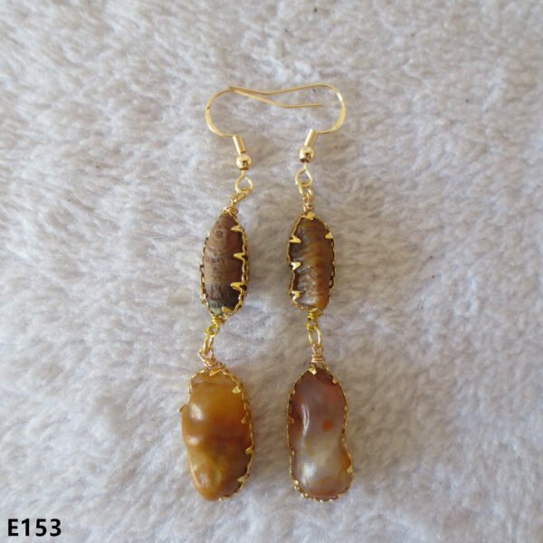 gobi agate raw stone earrings – authentic desert gem jewelry (e153)