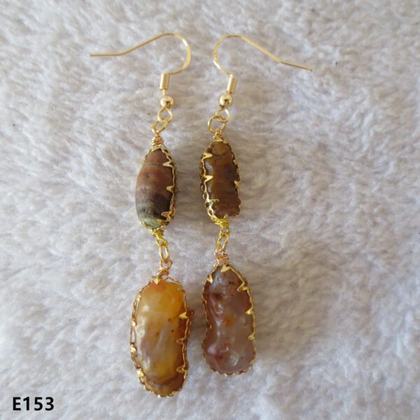 gobi agate raw stone earrings – authentic desert gem jewelry (e153)