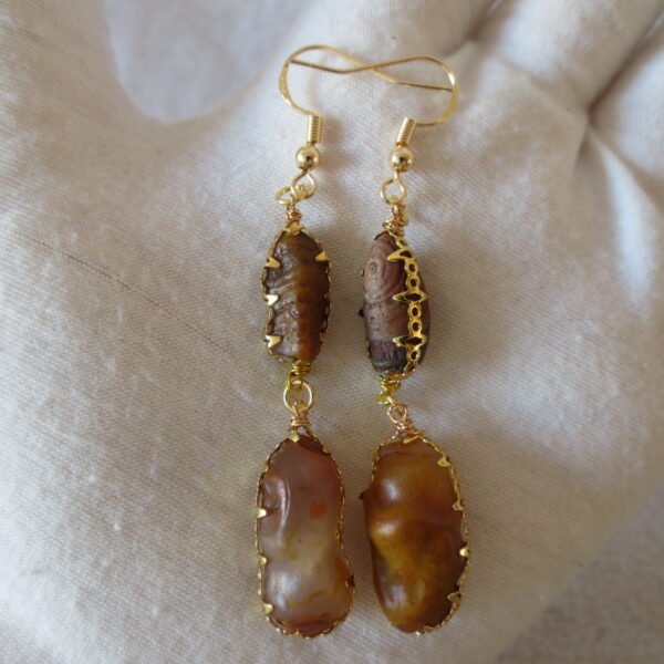 gobi agate raw stone earrings – authentic desert gem jewelry (e153)