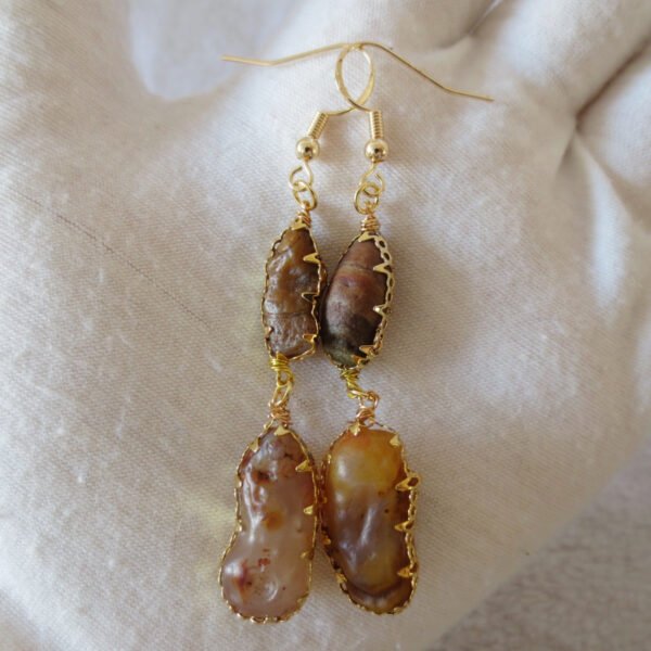 gobi agate raw stone earrings – authentic desert gem jewelry (e153)