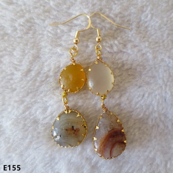 gobi agate raw stone earrings – authentic desert gem jewelry (e155)