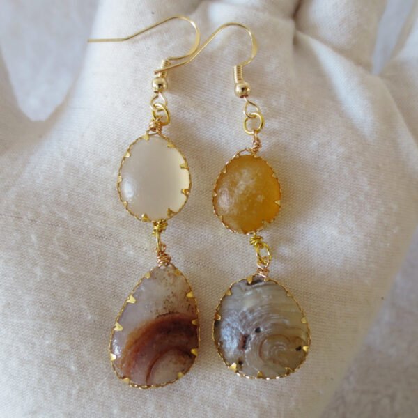 gobi agate raw stone earrings – authentic desert gem jewelry (e155)