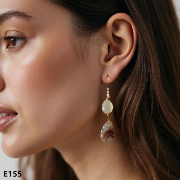 gobi agate raw stone earrings – authentic desert gem jewelry (e155)