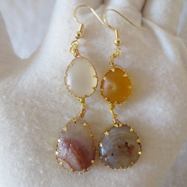 gobi agate raw stone earrings – authentic desert gem jewelry (e155)