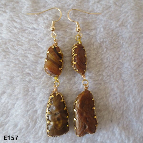 gobi agate raw stone earrings – authentic desert gem jewelry (e157)