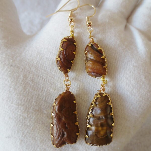 gobi agate raw stone earrings – authentic desert gem jewelry (e157)
