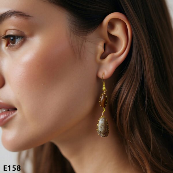 gobi agate raw stone earrings – authentic desert gem jewelry (e158)