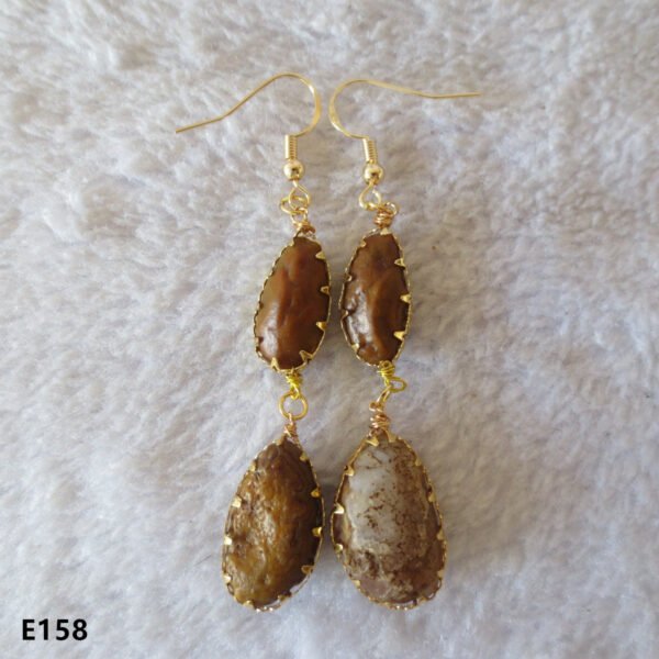 gobi agate raw stone earrings – authentic desert gem jewelry (e158)