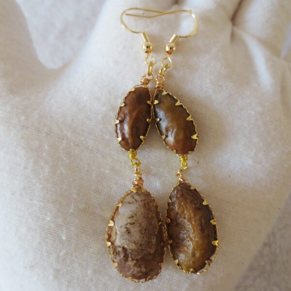 gobi agate raw stone earrings – authentic desert gem jewelry (e158)