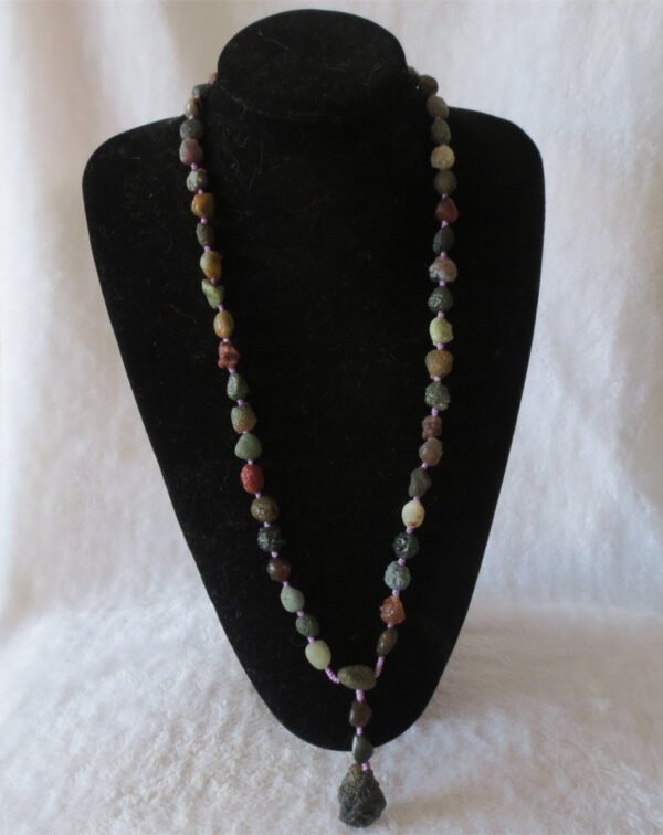 gobi agate raw stone necklace – authentic desert gem jewelry (n633)