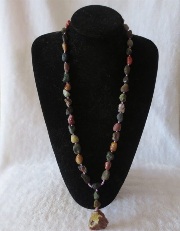 gobi agate raw stone necklace – authentic desert gem jewelry (n634)