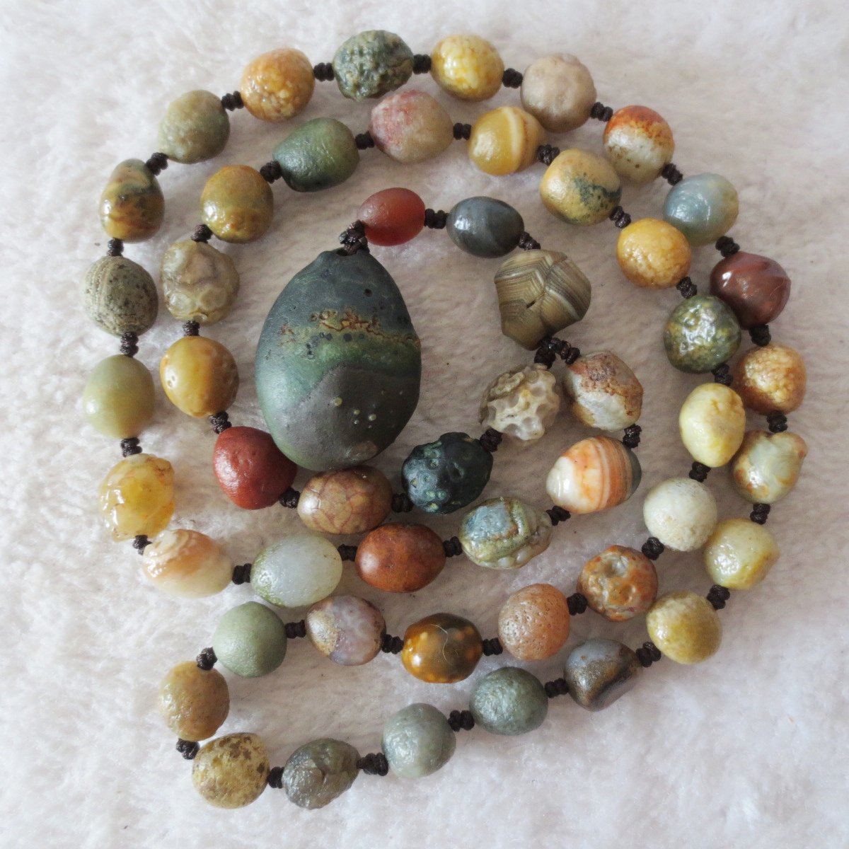 gobi agate raw stone necklace – authentic desert gem jewelry (n646)