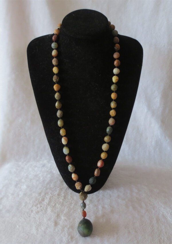 gobi agate raw stone necklace – authentic desert gem jewelry (n646)