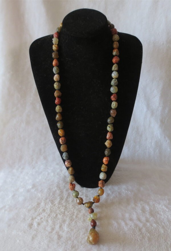gobi agate raw stone necklace – authentic desert gem jewelry (n654)