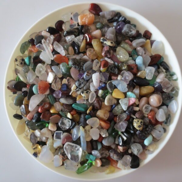 assorted natural polished crystal chips bulk healing gemstones for crafts, decor & meditation (p22)