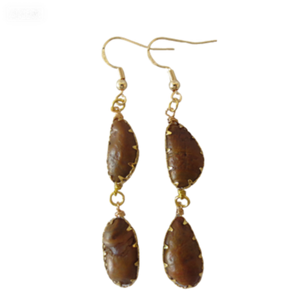 gobi agate raw stone earrings – authentic desert gem jewelry (e113)