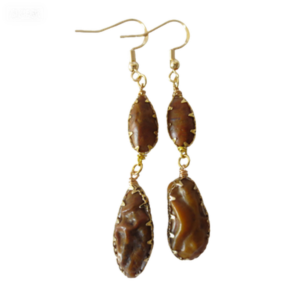 gobi agate raw stone earrings – authentic desert gem jewelry (e140)