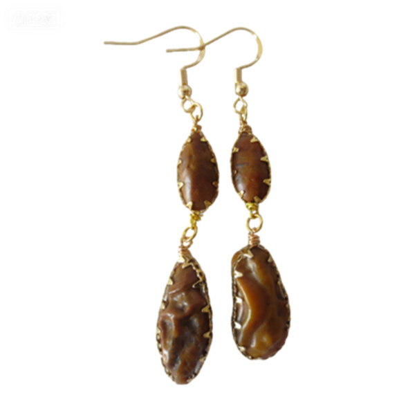 gobi agate raw stone earrings – authentic desert gem jewelry (e140)