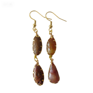 gobi agate raw stone earrings – authentic desert gem jewelry(e90)