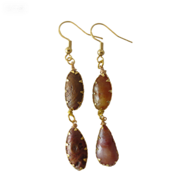 gobi agate raw stone earrings – authentic desert gem jewelry(e90)