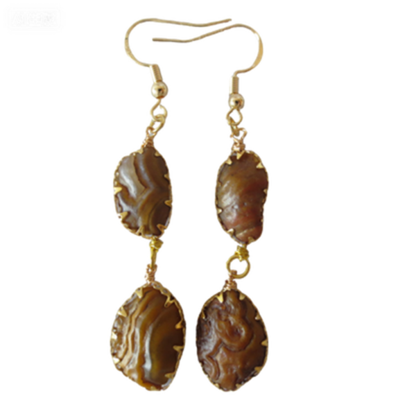gobi agate raw stone earrings – authentic desert gem jewelry (e126)
