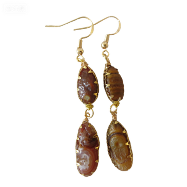 gobi agate raw stone earrings – authentic desert gem jewelry (e104)