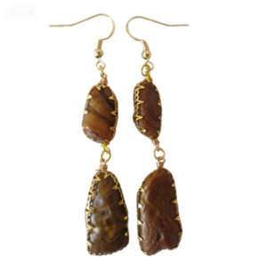 gobi agate raw stone earrings – authentic desert gem jewelry (e157)