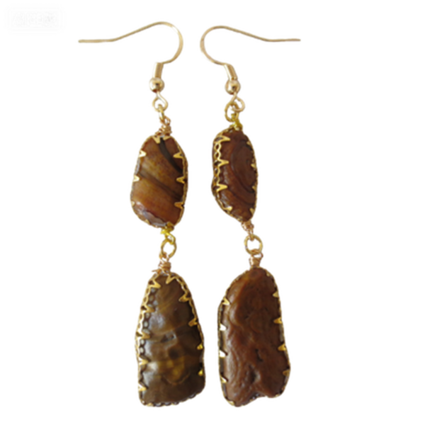 gobi agate raw stone earrings – authentic desert gem jewelry (e157)