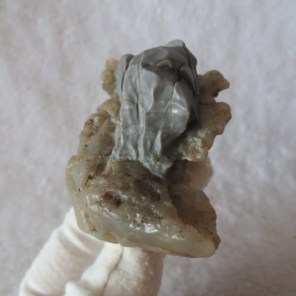 mountain shaped gobi wind carved layered agate natural rough stone specimen (v05)