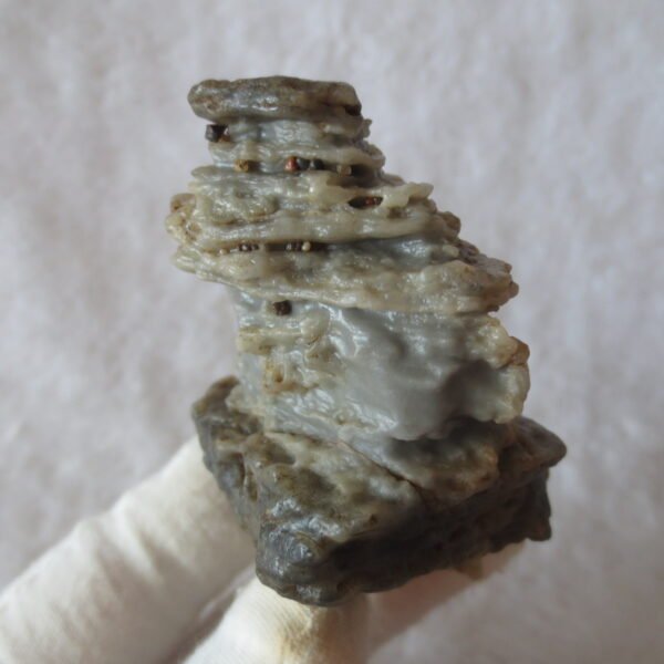 mountain shaped gobi wind carved layered agate natural rough stone specimen (v08)