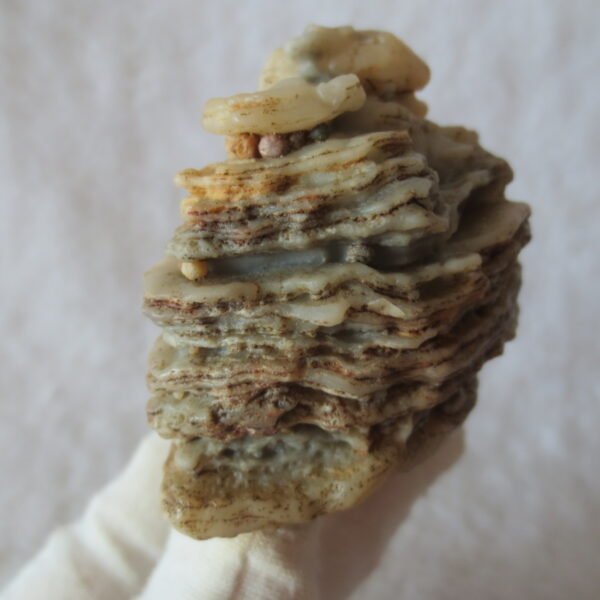 mountain shaped gobi wind carved layered agate natural rough stone specimen (v16)