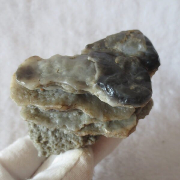mountain shaped gobi wind carved layered agate natural rough stone specimen (v21)
