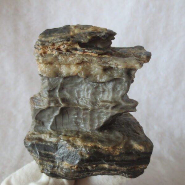 mountain shaped gobi wind carved layered agate natural rough stone specimen (v34)