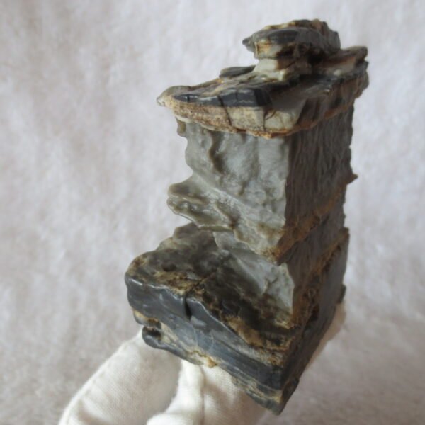 mountain shaped gobi wind carved layered agate natural rough stone specimen (v34)