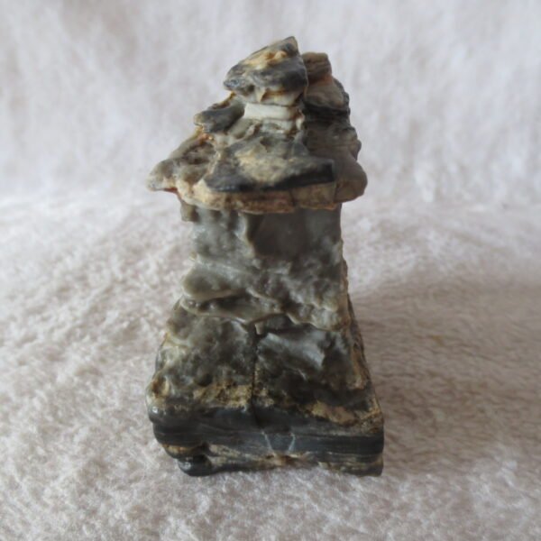 mountain shaped gobi wind carved layered agate natural rough stone specimen (v34)