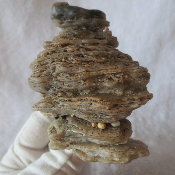 mountain shaped gobi wind carved layered agate natural rough stone specimen (v35)