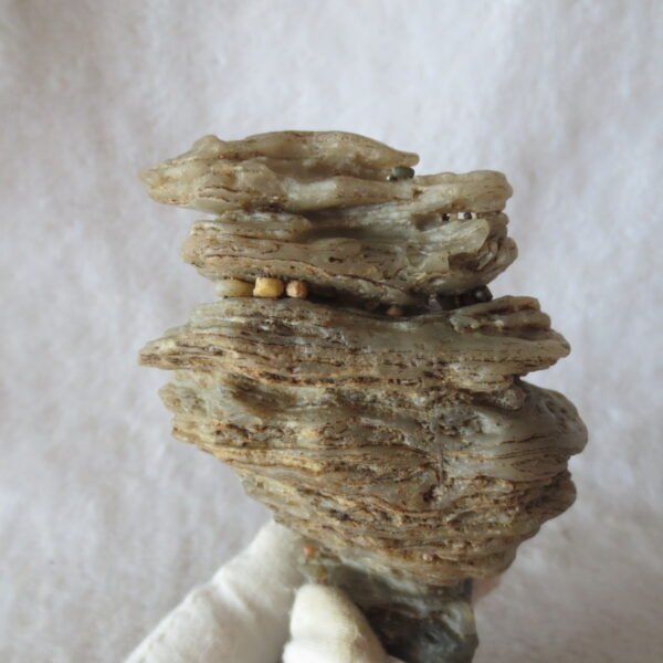 mountain shaped gobi wind carved layered agate natural rough stone specimen (v35)