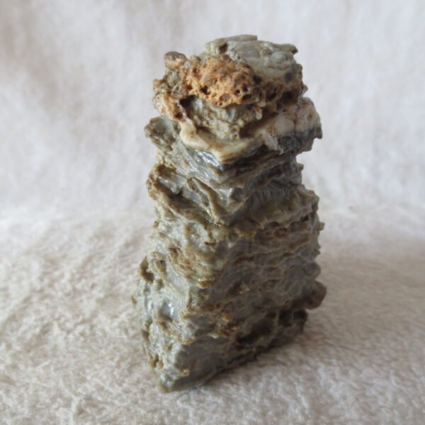 mountain shaped gobi wind carved layered agate natural rough stone specimen (v36)