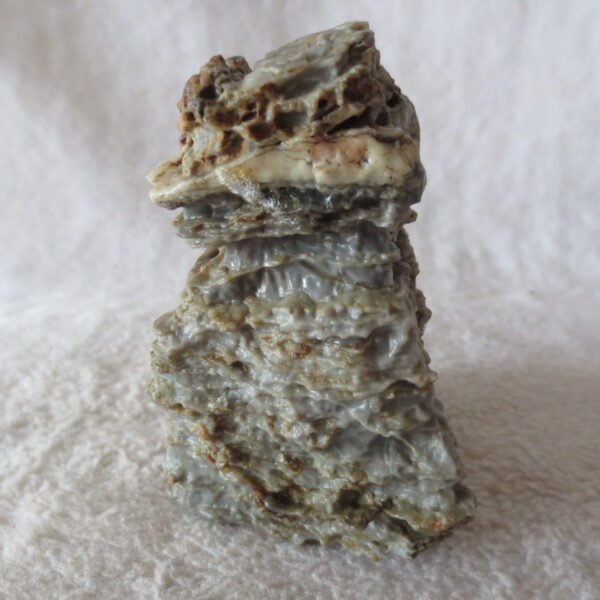 mountain shaped gobi wind carved layered agate natural rough stone specimen (v36)