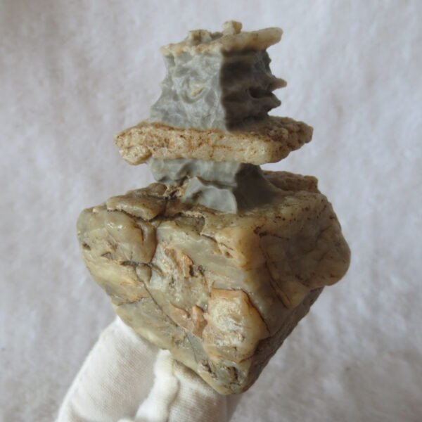 mountain shaped gobi wind carved layered agate natural rough stone specimen (v39)