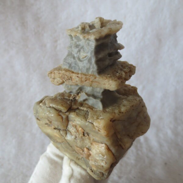 mountain shaped gobi wind carved layered agate natural rough stone specimen (v39)