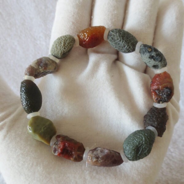 heishan gobi vein‑textured agate bracelet natural rough nuggets (b395)