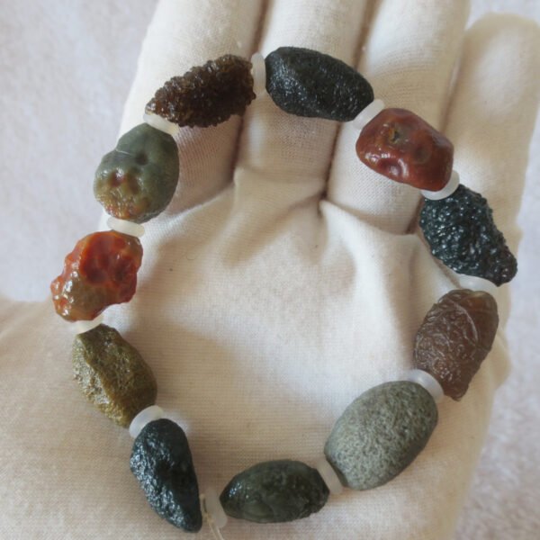 heishan gobi vein‑textured agate bracelet natural rough nuggets (b395) (copy)