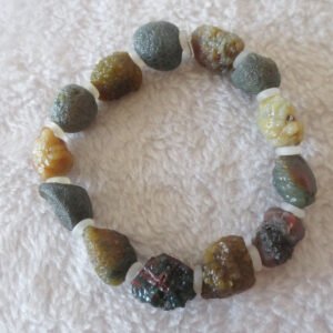 heishan gobi vein‑textured agate bracelet natural rough nuggets (b396) (copy)