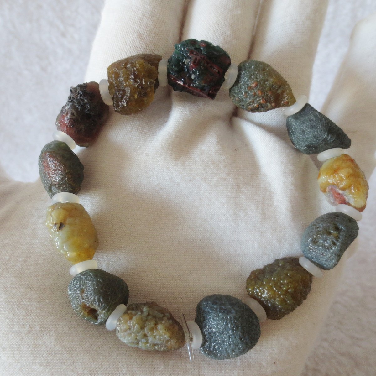 heishan gobi vein‑textured agate bracelet natural rough nuggets (b396) (copy)
