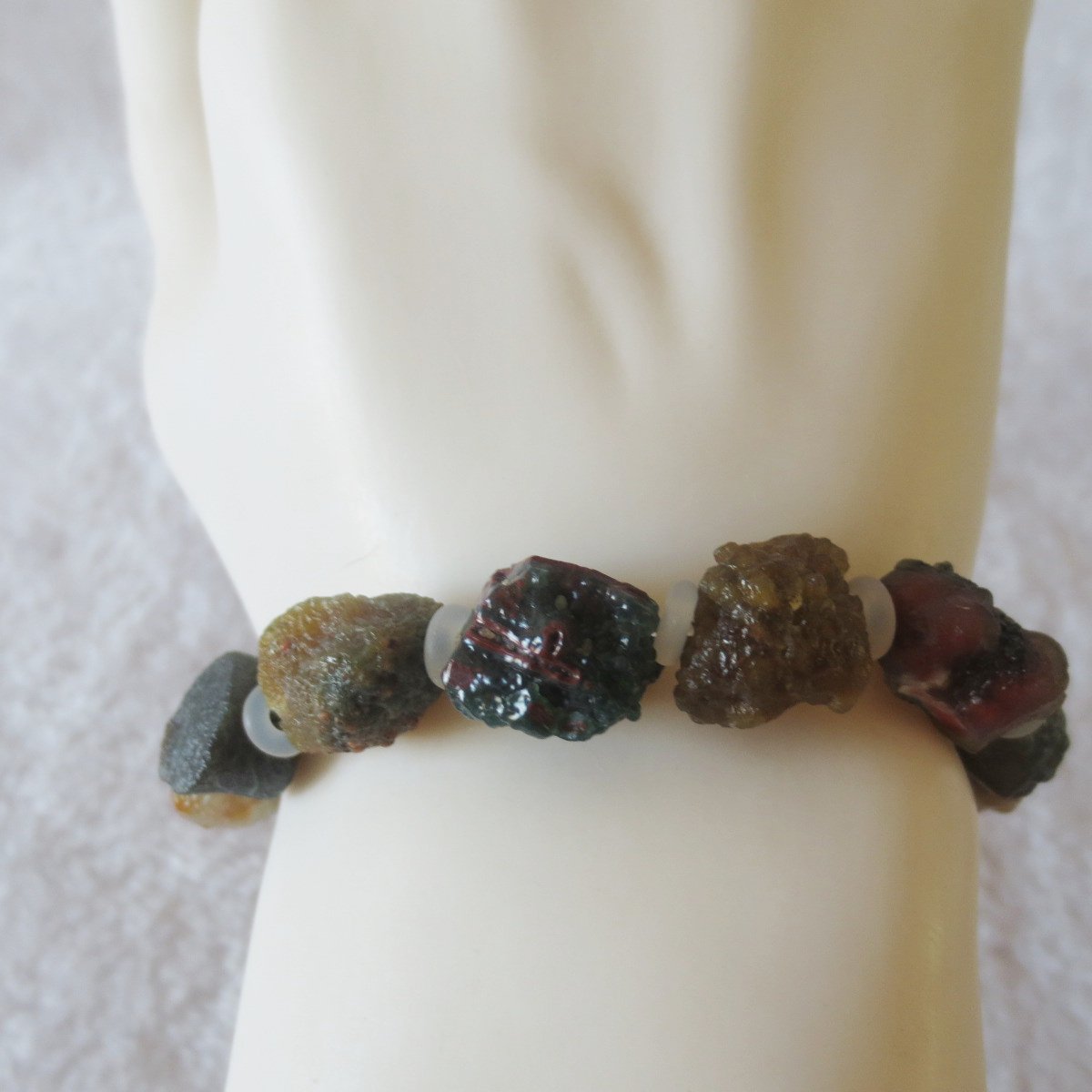 heishan gobi vein‑textured agate bracelet natural rough nuggets (b396) (copy)
