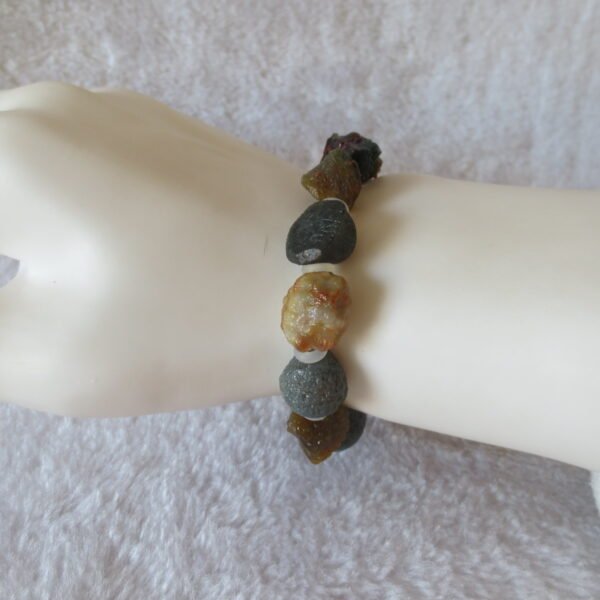 heishan gobi vein‑textured agate bracelet natural rough nuggets (b396) (copy)