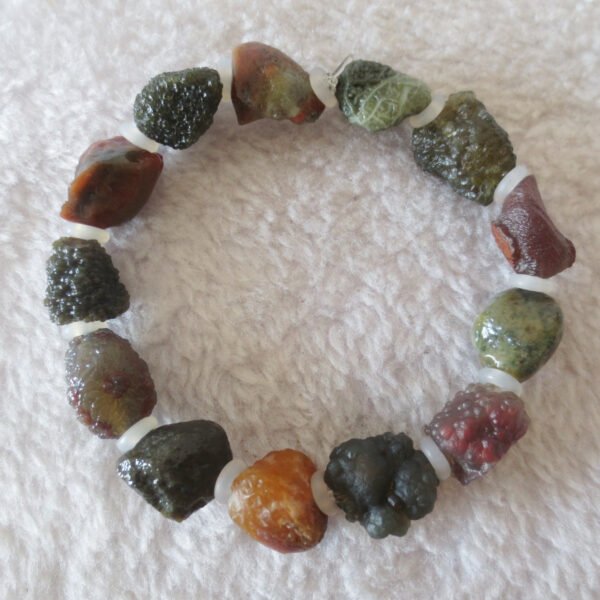 heishan gobi vein‑textured agate bracelet natural rough nuggets (b398)