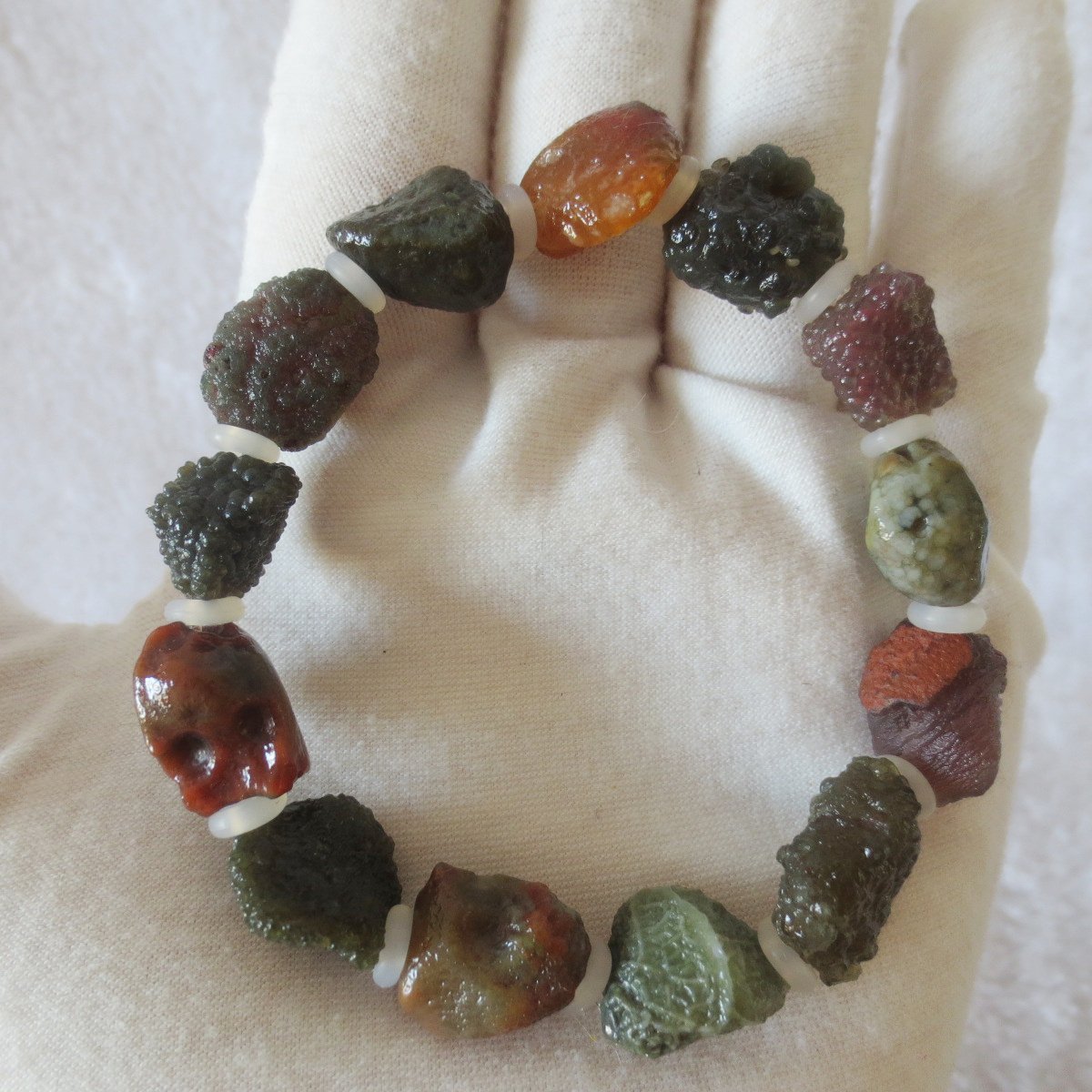 heishan gobi vein‑textured agate bracelet natural rough nuggets (b398)